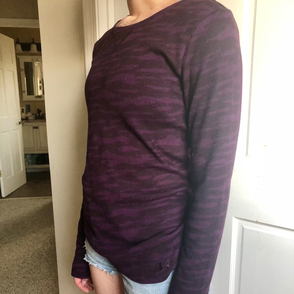 Purple Under Armour waffle knit long sleeve shirt